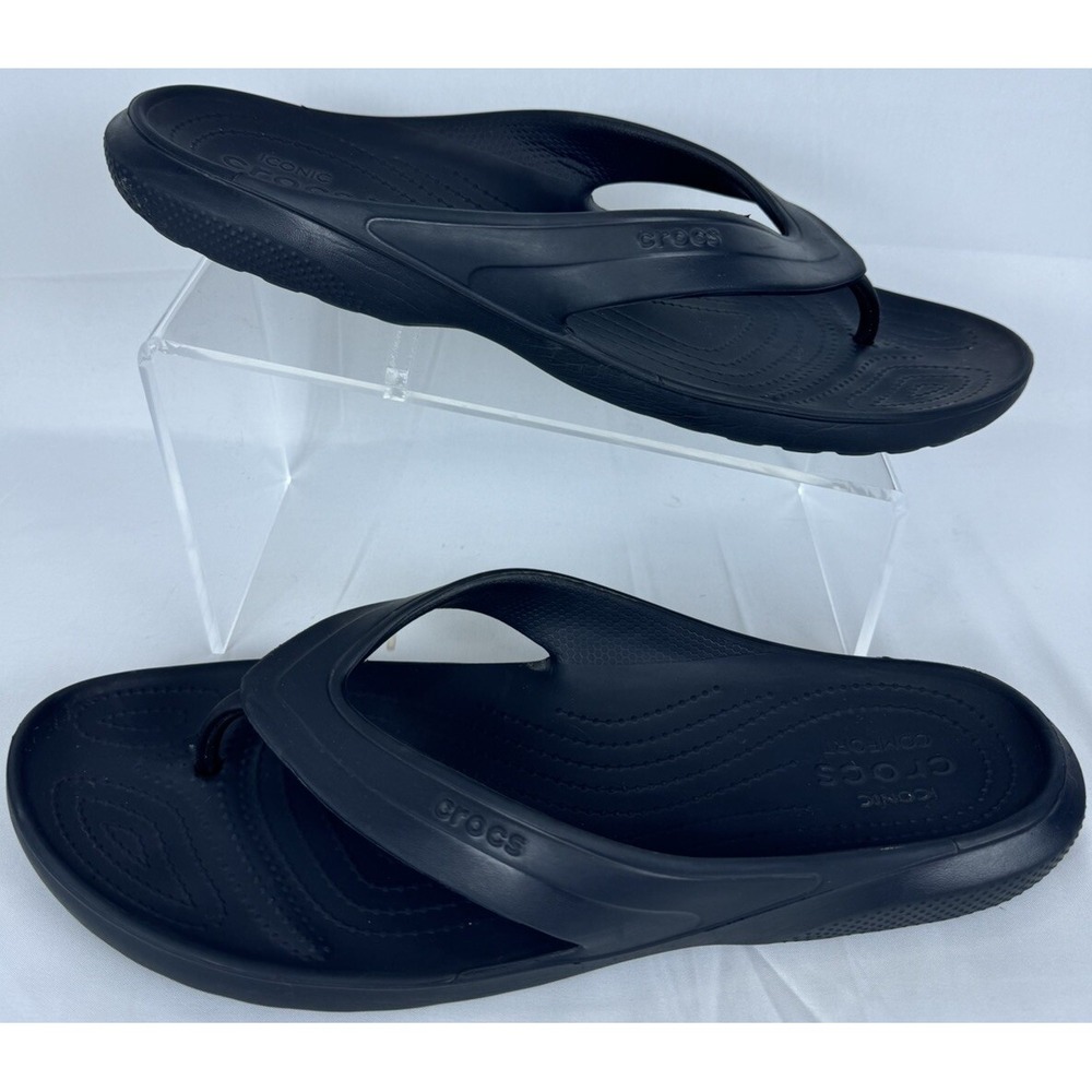 CROCS Unisex Iconic Flip Flop Slip On Thong Sandals Men 12 Women 13.5 Beachwear